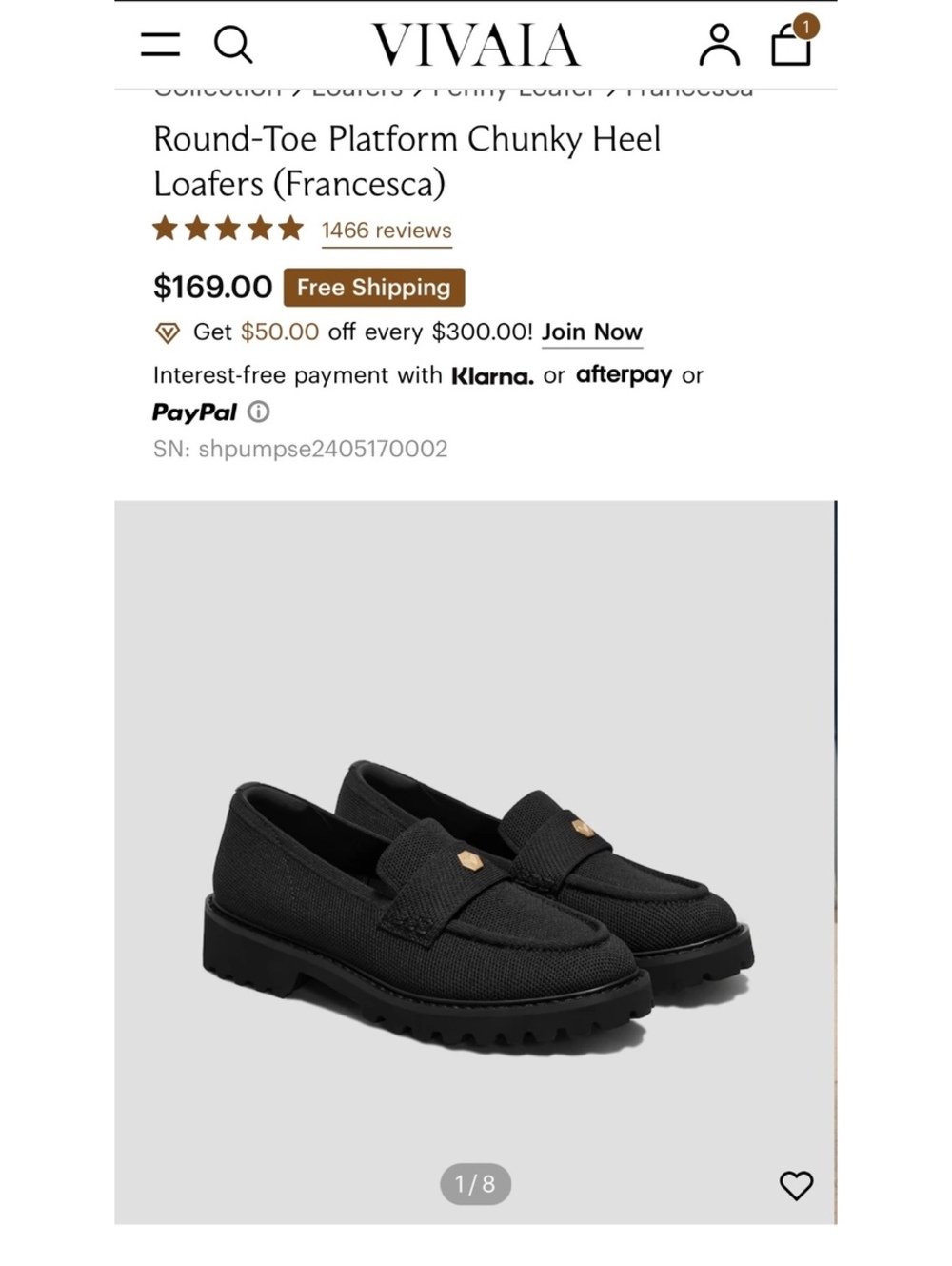 Vivaia Round-Toe Platform Chunky Heel Loafers Francesca Size 7.5 Black Knit - Picture 4 of 16